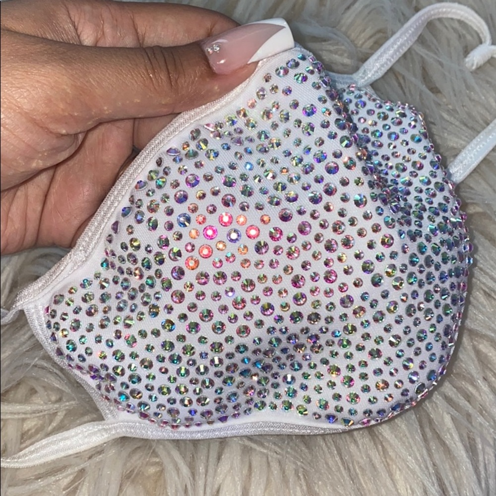 WHITE bling face mask